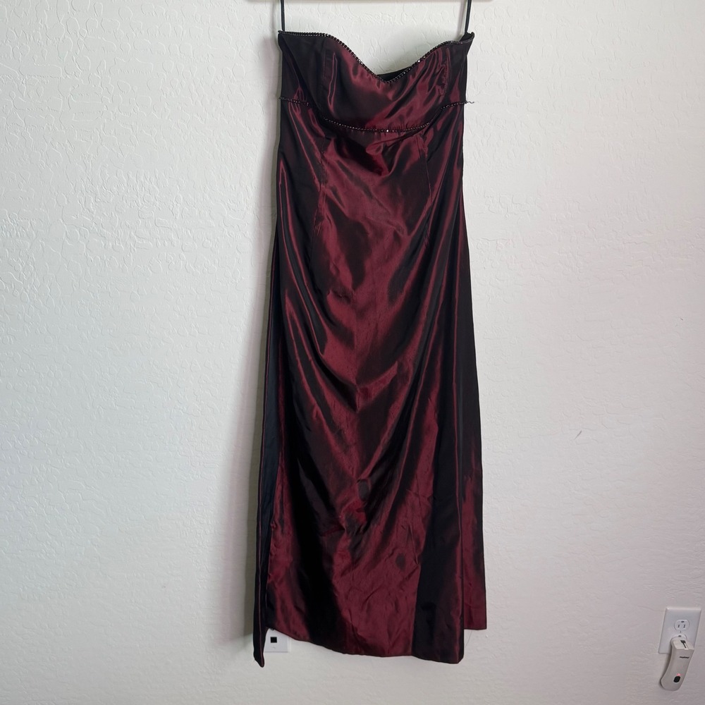 VTG Jessica McClintock Gunne Sax 90s Burgundy Strapless Gown 9 Vampire Goth